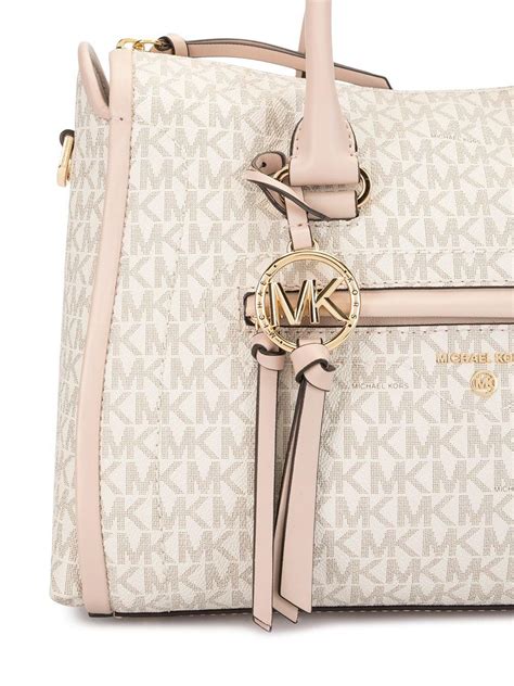 michael michael kors carine medium leather satchel|Michael Kors Carine Leather Medium Satchel, Vanilla/Soft Pink.